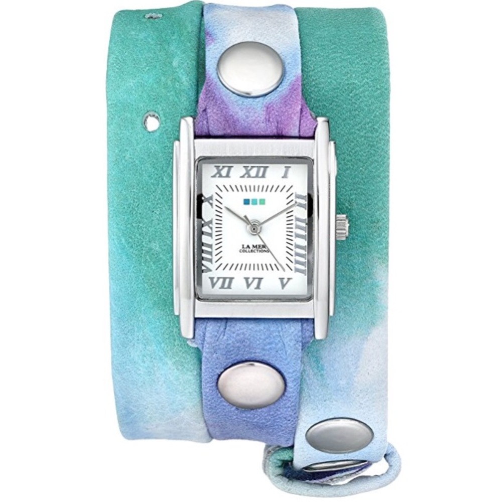 La Mer Collections purple/green tie dye wrap watch